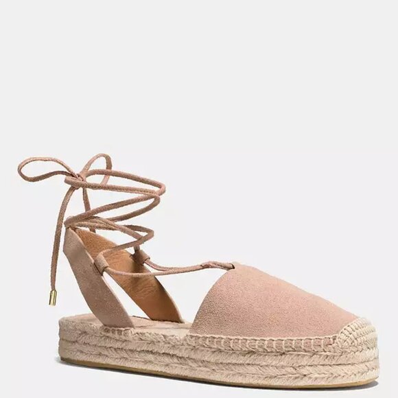 Coach Rita Espadrille Flats | Beachwood Suede Upper with Jute Platform |Size 5.5 - Picture 1 of 4